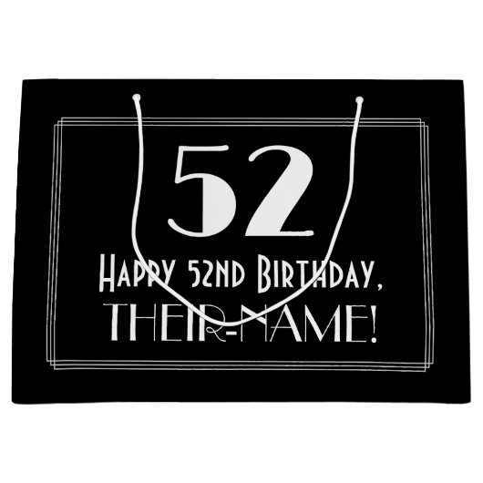 52e verjaardag: Art Deco geïnspireerde stijl "52", Groot Cadeauzakje (Voorkant)