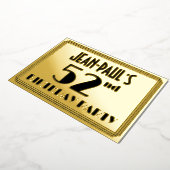 52e verjaardag — Art Deco look "52" + Naam Folie Uitnodiging (Gedraaid)