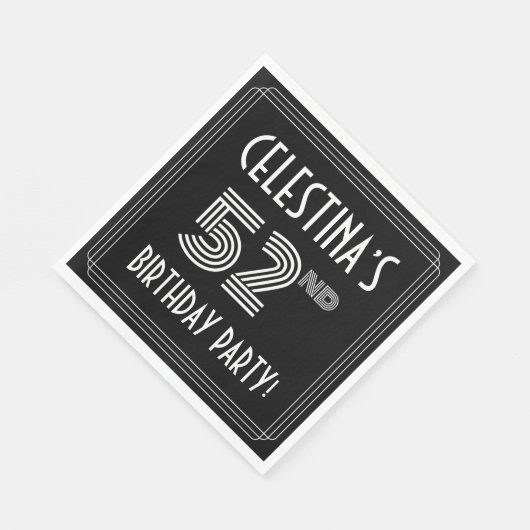 52e verjaardag: Art Deco Style + aangepaste naam Servet (Hoek)