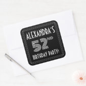 52e verjaardag: Art Deco Style en aangepaste naam Vierkante Sticker (Envelop)