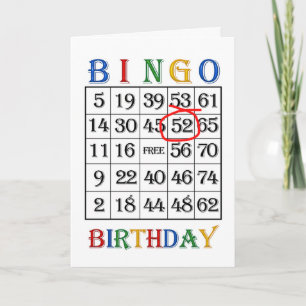 52e verjaardag Bingo kaart