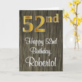 52e verjaardag: Elegant Faux Gold Look #, Faux Woo Kaart (Gele Bloem)