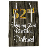 52e verjaardag: Elegant Faux Gold Look #, Faux Woo Medium Cadeauzakje (Voorkant)