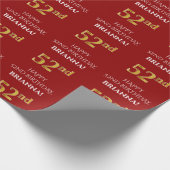 52e verjaardag: Elegant, rood, faux gouden look Cadeaupapier (Hoek)