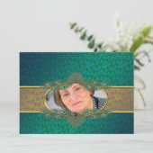 52e verjaardag elegante decoratieve fotouitnodigin kaart (Staand voorkant)