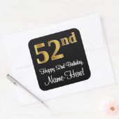 52e verjaardag - Elegante luxe Faux Gold look # Vierkante Sticker (Envelop)