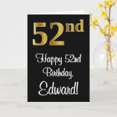 52e verjaardag ~ Elegante luxe faux gouden look # Kaart (Gele Bloem)