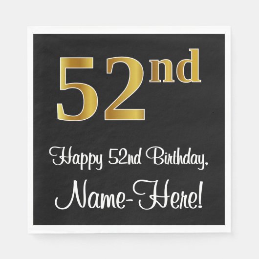 52e verjaardag ~ Elegante luxe faux gouden look # Servet (Voorkant)