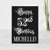 52e verjaardag: Fancy, elegant script + aangepaste Kaart (Voorkant)
