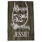 52e verjaardag: Fancy, Faux Wood Kijk + Aangepaste Medium Cadeauzakje (Voorkant)