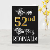 52e verjaardag — Fancy script; Faux Gold Kijk; naa Kaart (Gele Bloem)