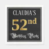 52e verjaardag — Fancy script, Faux Gold look Servet (Voorkant)