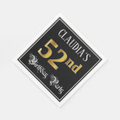 52e verjaardag — Fancy script, Faux Gold look Servet (Hoek)