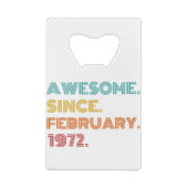 52e verjaardag februari 1972 creditkaart flessenopener (Achterkant)