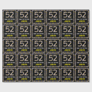 52e verjaardag: Floral Flowers Number, Custom Name Cadeaupapier