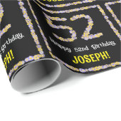 52e verjaardag: Floral Flowers Number, Custom Name Cadeaupapier (Rol Hoek)