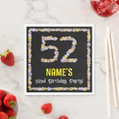 52e verjaardag: Floral Flowers Number, Custom Name Servet (Insitu)