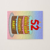 52e verjaardag: Fun Cake and Candles + Custom Name Legpuzzel (Horizontaal)