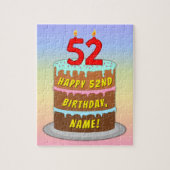 52e verjaardag: Fun Cake and Candles + Custom Name Legpuzzel (Verticaal)