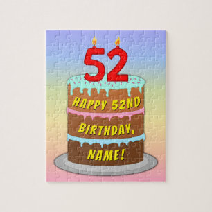 52e verjaardag: Fun Cake and Candles + Custom Name Legpuzzel