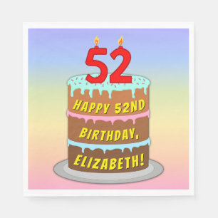 52e verjaardag: Fun Cake and Candles + Custom Name Servet