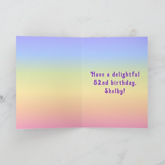 52e verjaardag — Fun Cake & Candles, w/ Eigen naam Kaart (Binnen)