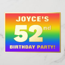 52e verjaardag: Fun, kleurrijk regenboogpatroon