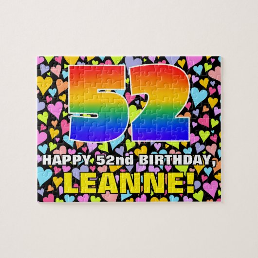 52e verjaardag — Fun, liefhebbende harteschepen +  Legpuzzel (Horizontaal)