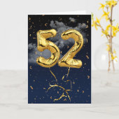 52e verjaardag Gold Mylar ballon en Confetti Card Kaart (Gele Bloem)