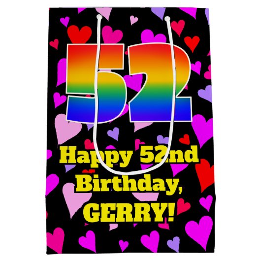 52e verjaardag: Het liefhebbende Kunstpatroon, Reg Medium Cadeauzakje (Achterkant)