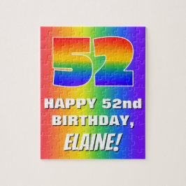 52e verjaardag: kleurrijk, vun regenboogpatroon #  legpuzzel