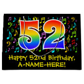 52e verjaardag - Kleurrijke muzieksymbolen, Rainbo Groot Cadeauzakje (Voorkant)