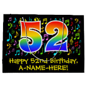 52e verjaardag - Kleurrijke muzieksymbolen, Rainbo Groot Cadeauzakje (Achterkant)