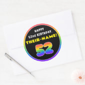 52e verjaardag: kleurrijke regenboog # 52, Naam va Ronde Sticker (Envelop)