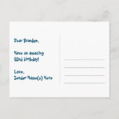 52e verjaardag: Leuk hartenpatroon, Regenboog 52 Briefkaart (Achterkant)