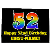 52e verjaardag ~ Leuk, Kleurrijk, Levendig, Regenb Groot Cadeauzakje (Achterkant)