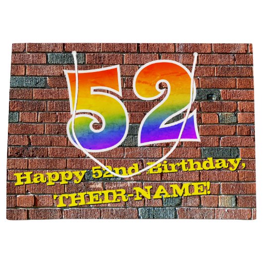 52e verjaardag: Leuk, op graffiti geïnspireerd reg Groot Cadeauzakje (Voorkant)