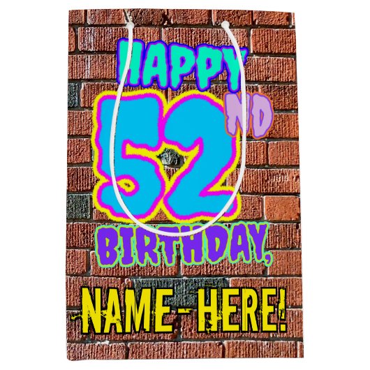 52e verjaardag: Leuk, Urban Graffiti geïnspireerd Medium Cadeauzakje (Voorkant)