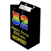 52e verjaardag: Leuk, Vet, Kleurrijk, Regenboog "5 Medium Cadeauzakje (Achterkant Gekanteld)