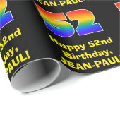 52e verjaardag: Leuke, kleurrijke regenboog geïnsp Cadeaupapier (Rol Hoek)