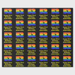 52e verjaardag: Leuke, kleurrijke regenboog geïnsp Cadeaupapier