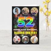 52e verjaardag: Leuke regenboog #, Aangepaste naam Kaart (Gele Bloem)