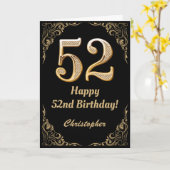 52e verjaardag - Lijst zwart en goudglitter Kaart (Gele Bloem)