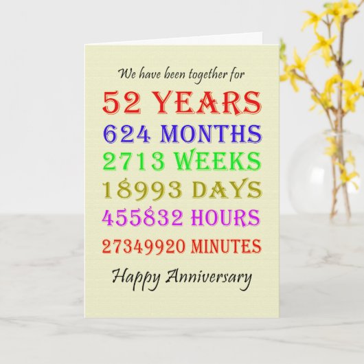 52e verjaardag mijlpaal kaart (Gele Bloem)