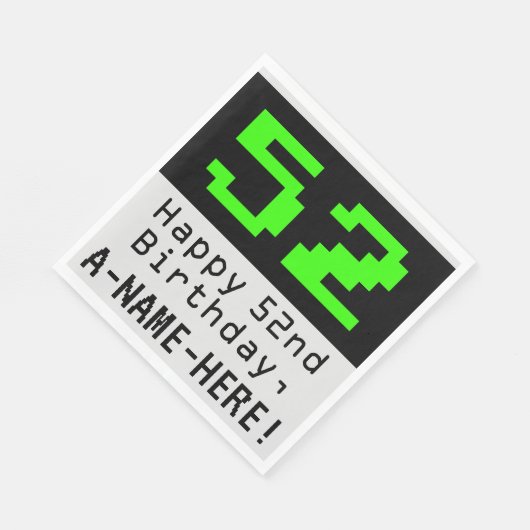 52e verjaardag - nerdy / geeky stijl "52" & naam servet (Hoek)