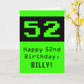 52e verjaardag: Nerdy / Geeky Style "52" en naam Kaart (Gele Bloem)