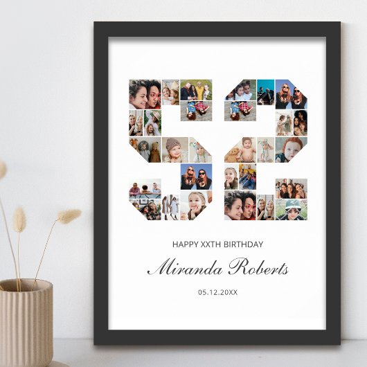 52e verjaardag nummer 52 aangepaste fotocollage poster