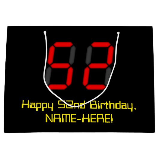 52e verjaardag: Red Digital Clock Style "52" + naa Groot Cadeauzakje (Voorkant)