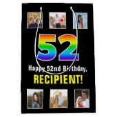 52e verjaardag: Regenboog "52", aangepaste foto's  Medium Cadeauzakje (Voorkant)