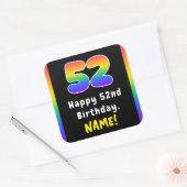 52e verjaardag: Regenboogspectrum # 52, Aangepaste Vierkante Sticker (Envelop)